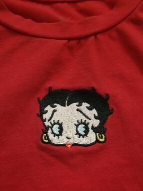 Betty Boop Embroidered Red Baby Tee
